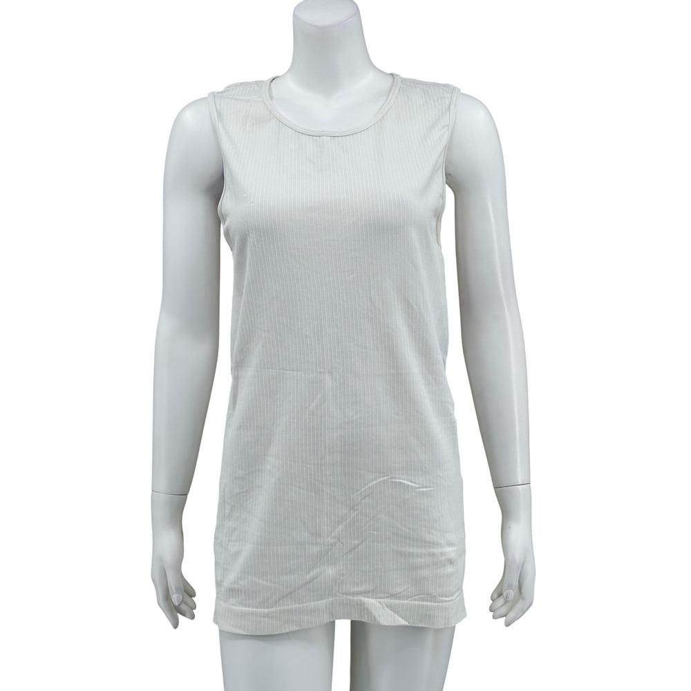 Zyia Active Top Womens‎ 2XL Cream Ribbed Tank Sleeveless Athletic Gym Workout
